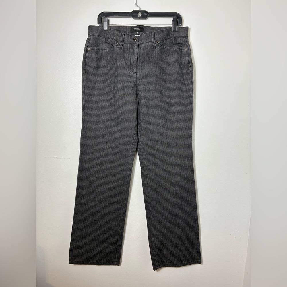 Talbots Bootcut Black Pinstripes Jeans Sz‎ 10 Mid Rise Casual